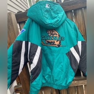 Vintage Grizzlies Hockey Starter Hooded Pullover Puffer Jacket XL IHL Rare